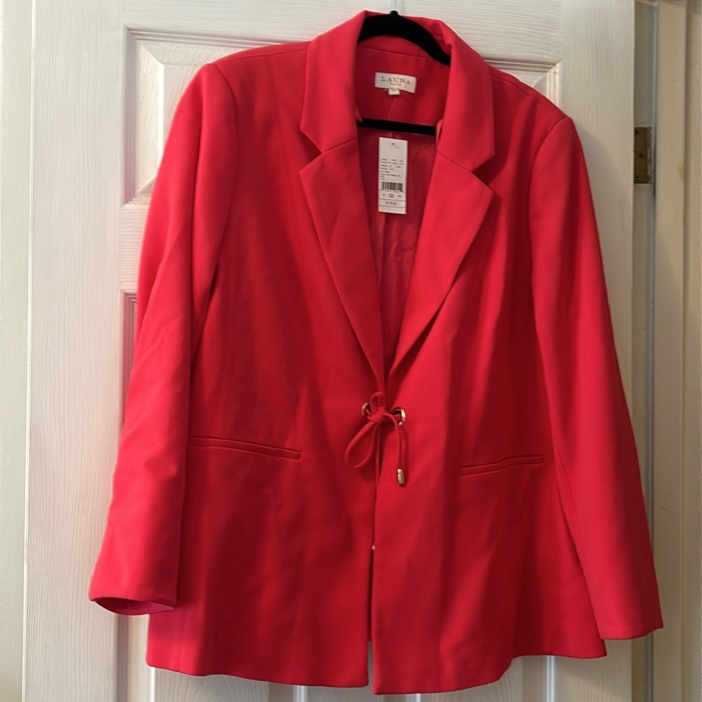 Plus Size Laura Deep Coral Pink Blazer Size 22 NWT
